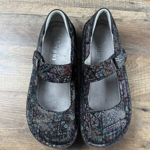 Alegria Paloma Squarely‎ Slip On Leather Pixel Art Floral Sz.EU 36 Us 6-6.5